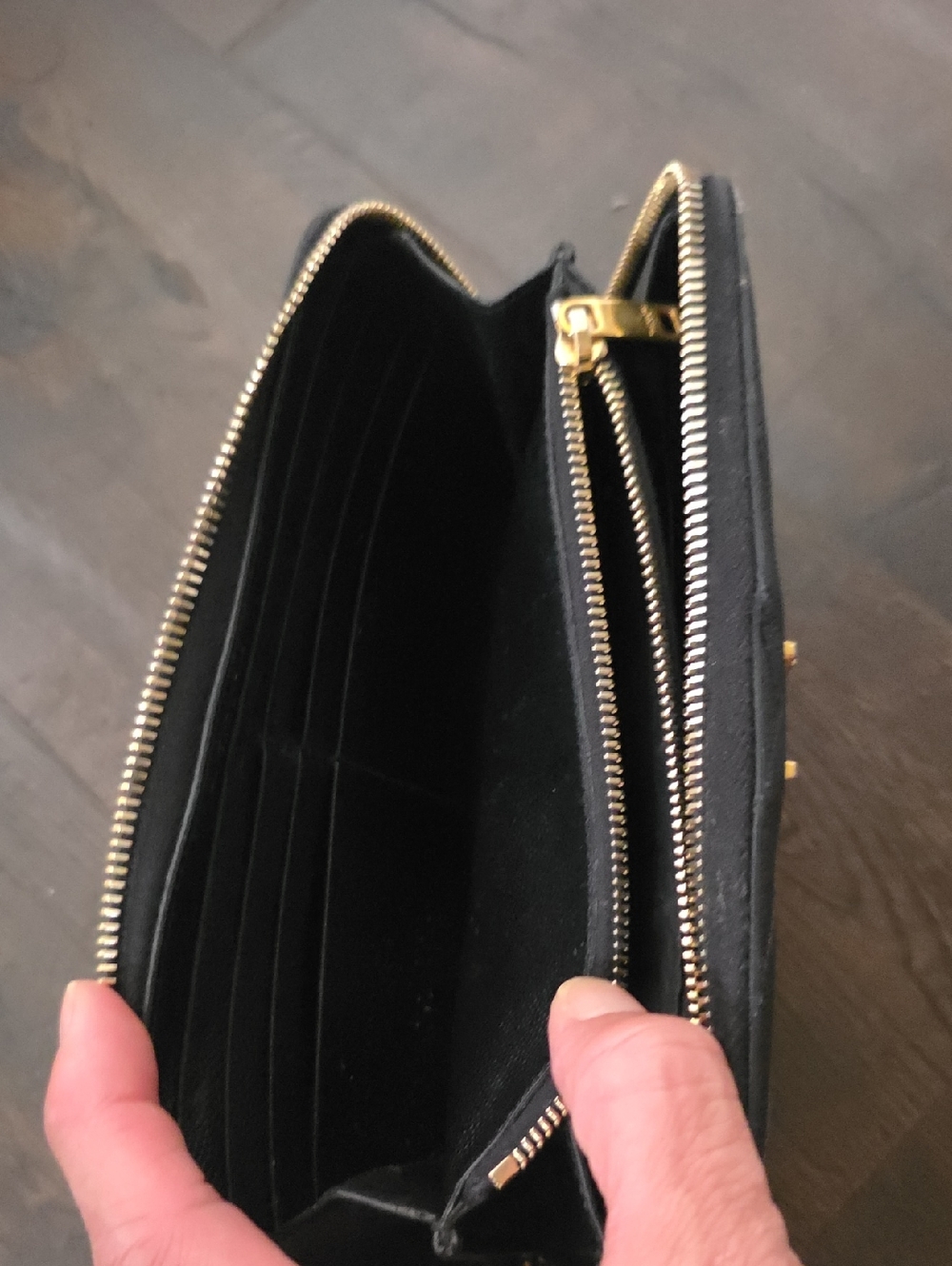 Yves Saint Laurent Black Quilted Zip-Around Wallet with Gold Logo Hardware - Picture 8 of 10